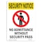 Signmission OSHA Security Sign, 14" Height, Rigid Plastic, No Admittance Without, Portrait OS-SN-P-1014-V-11718 - alternate 1